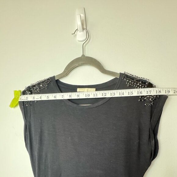 Maje Black Jersey Dress – Embellished Shoulders, Size 1 - Picture 9 of 11